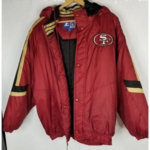 Vintage San Francisco 49ers NFL Starter Jacket Men's Hooded Full Zip - XL - READ